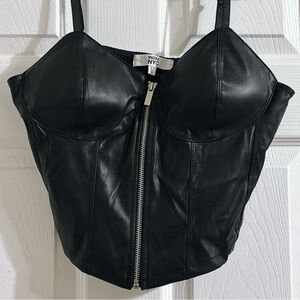 Faux Leather Zip Crop Tank